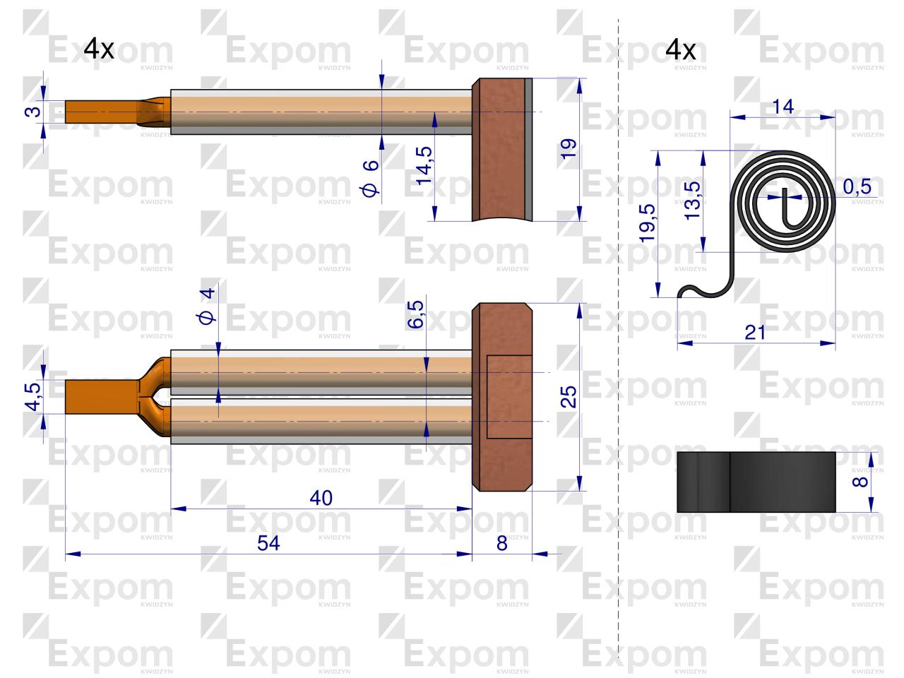 Komplet szczotek ze sprężynami rozrusznika MS175EX Nowy Typ EXPOM KWIDZYN eu 