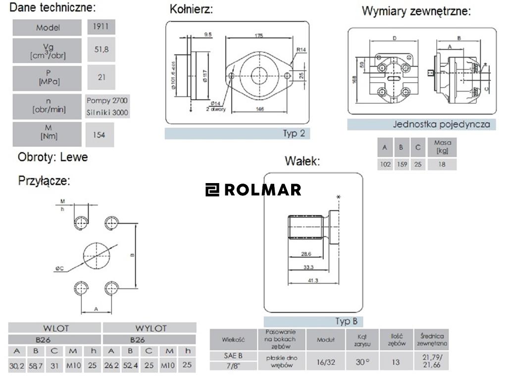 Pompa hydrauliczna P2AP1911B2B26A N-134A Waryński