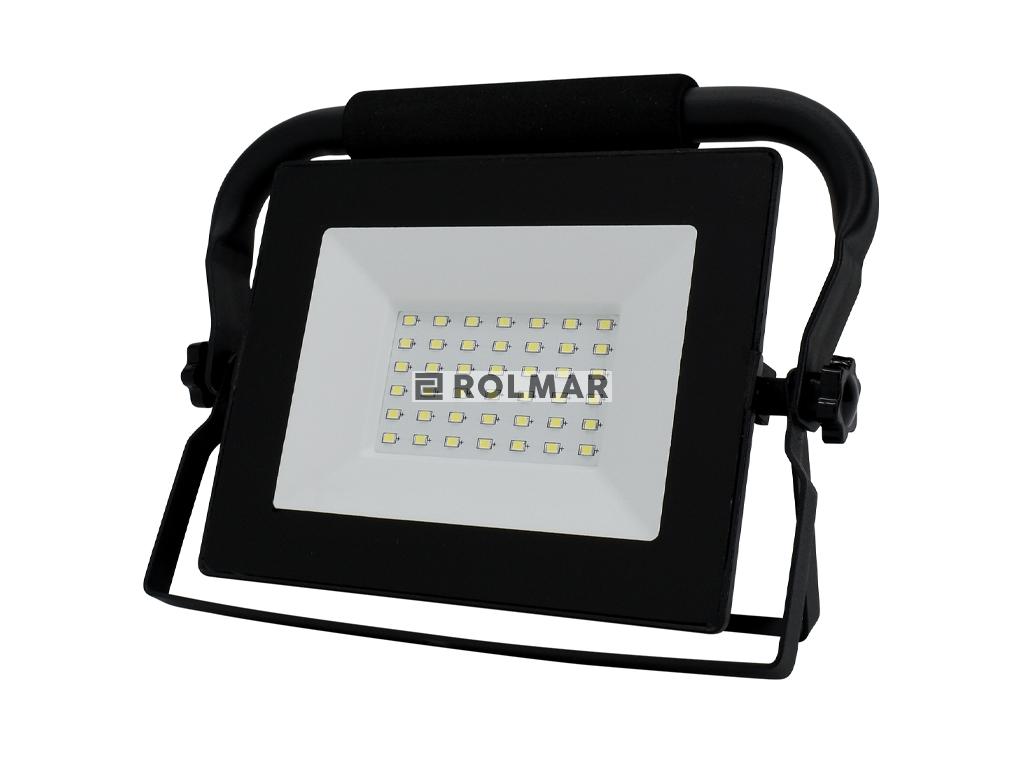 Naświetlacz, Lampa LED SMD 230V 30W 6500K 2550LM IP65 CZARNY PRZENOŚNY PRZEWÓD 1.5M