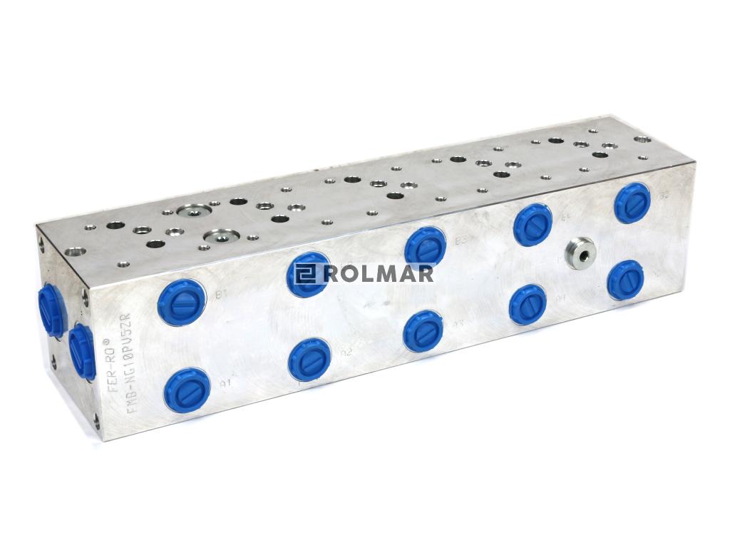 Płyta NG10 cetop 5- 5 sekcyjna (z zaworem przelewowym 50-380 bar) do elektrozaworów DL5