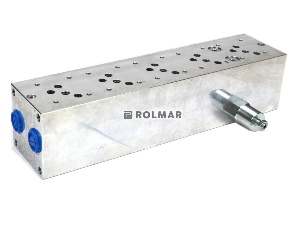 Płyta NG10 cetop 5- 5 sekcyjna (z zaworem przelewowym 50-380 bar) do elektrozaworów DL5