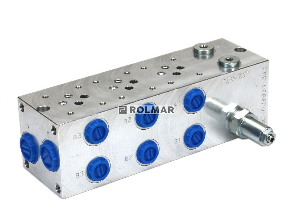 Płyta NG6 cetop3 3-sekcyjna (z zaworem przelewowym 50-380 bar) do elektrozaworów DL3 i DS3