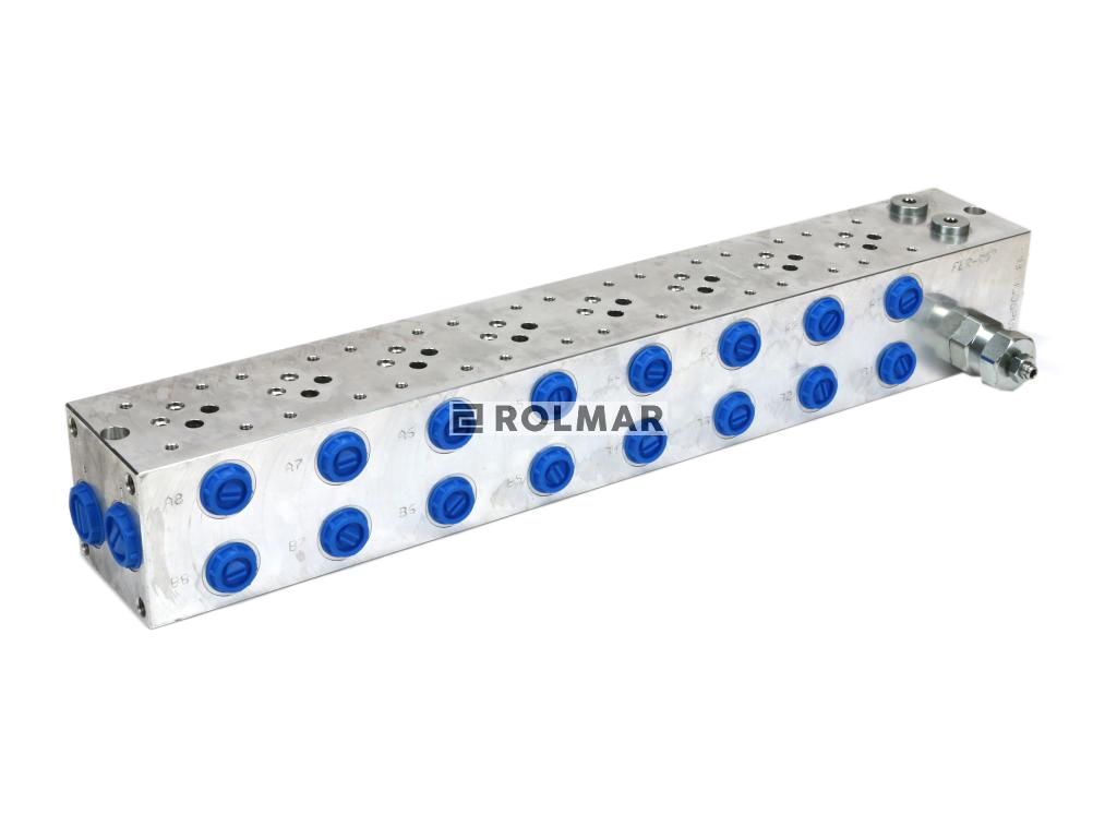 Płyta NG6 cetop3 8-sekcyjna (z zaworem przelewowym 50-380 bar) do elektrozaworów DL3 i DS3