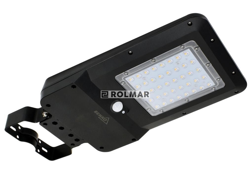 Solarna lampa. oprawa uliczna LED SOLGER 20W 3000LM ZMIENNA BARWA ŚWIATŁA 3000K, 4000K, 6000K IP65 z czujnikiem ruchu