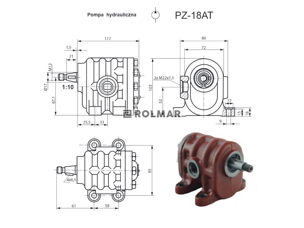 Pompa hydrauliczna PZ-18AT P (prawa)