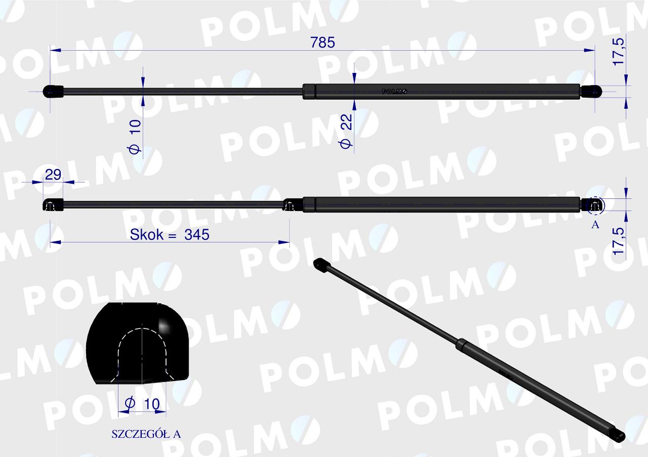 Siłownik podnoszenia maski John Deere RE63872 POLMO