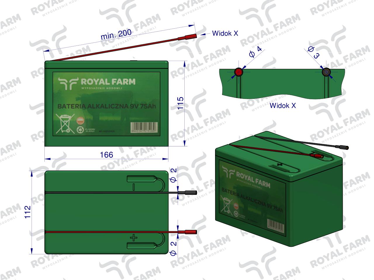 Bateria alkaliczna 75Ah 9V ROYAL FARM 201031002 do ECOSTOP