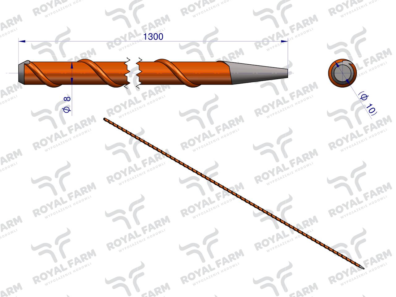 Palik Słupek z włókna szklanego 8mm L-1300 ROYAL FARM ( sprzedawane po 10 )