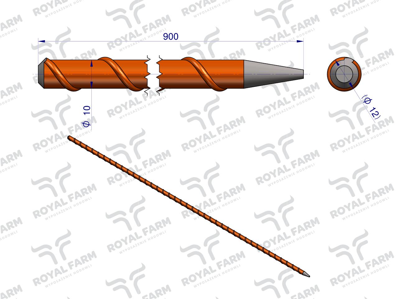 Palik Słupek z włókna szklanego 10mm L-900 ROYAL FARM ( sprzedawane po 10 )