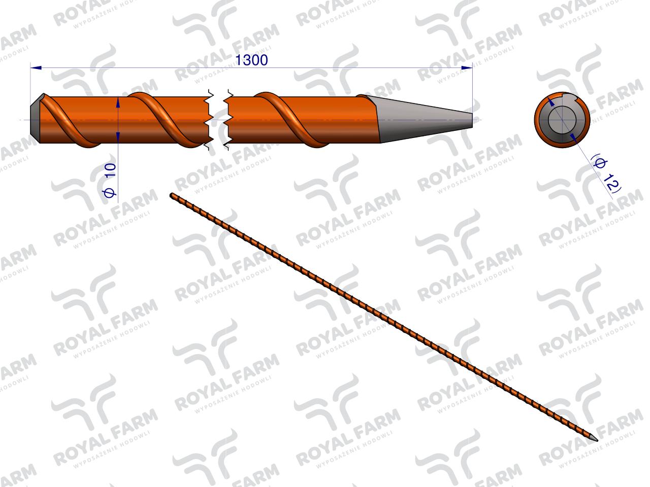 Palik Słupek z włókna szklanego 10mm L-1300 ROYAL FARM ( sprzedawane po 10 )