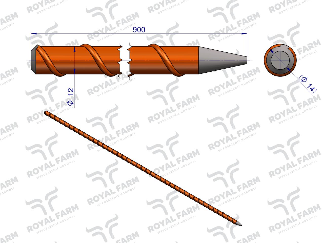 Palik Słupek z włókna szklanego 12mm L-900 ROYAL FARM ( sprzedawane po 10 )