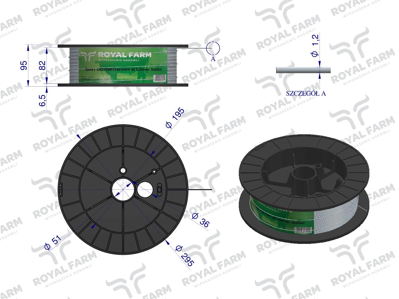 Drut (szpula) do pastucha 500m ocynkowany fi 1.2 mm ROYAL FARM RM-105010018