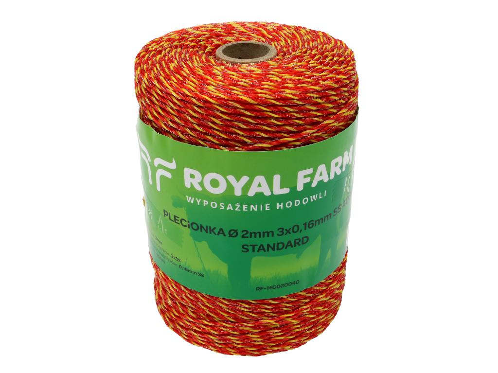 Plecionka, do elektryzatora 2mm, 3x0,16mm SS żółto-pomarańczowa 400m, Royal Farm