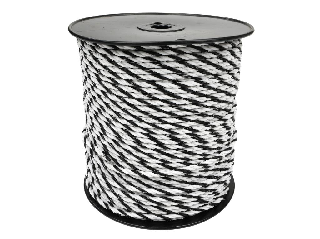 Plecionka, do elektryzatora 5mm, SS 3x0,20mm SS biało-czarna 200m, Royal Farm