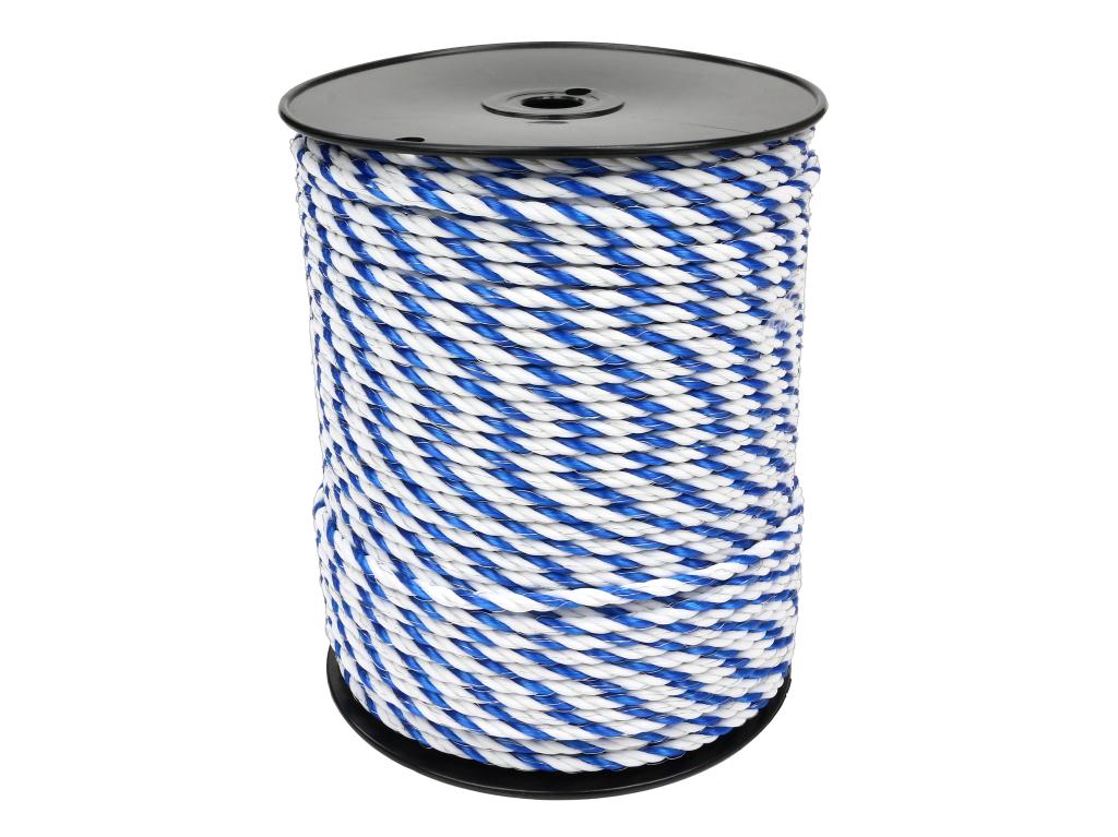 Plecionka, do elektryzatora 6mm 4x0,25mm SS biało-niebieska 200m, Royal Farm