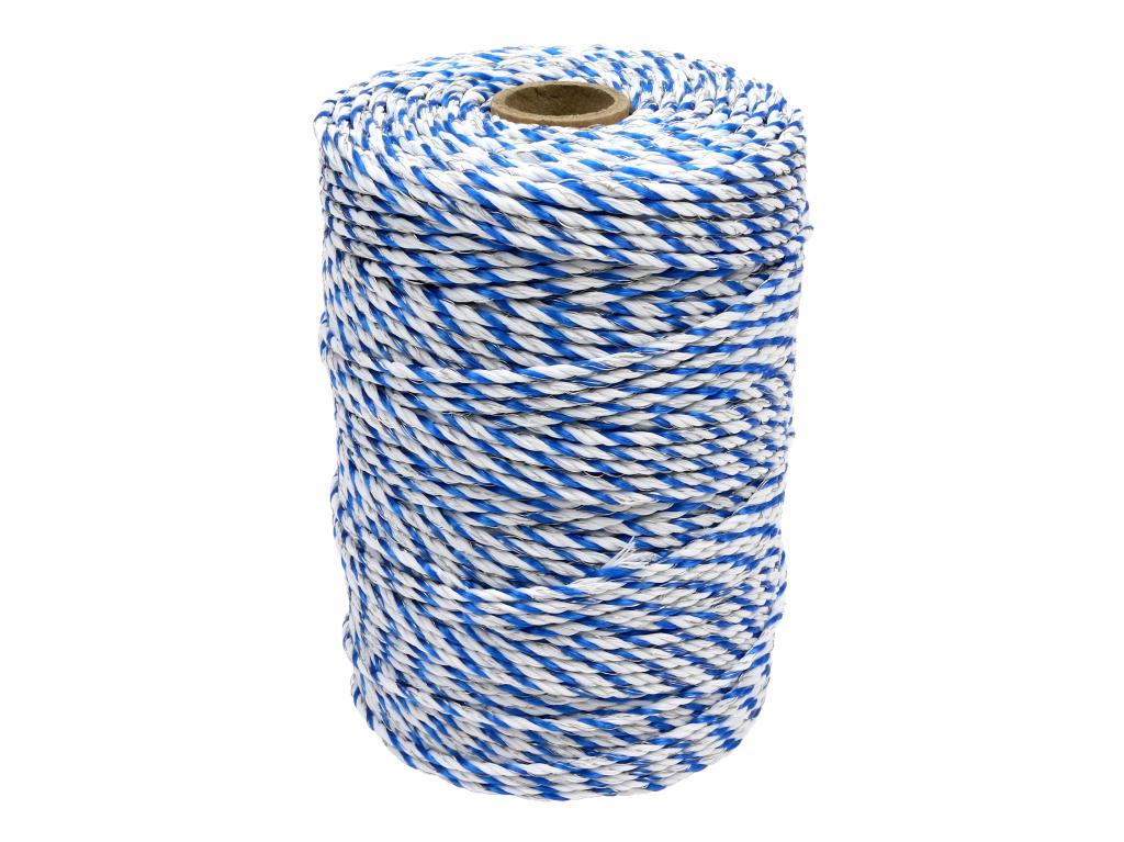 Plecionka, do elektryzatora 3mm, 2x0,20mm Cu, 4x0,20mm SS biało-niebieska 200m, Royal Farm