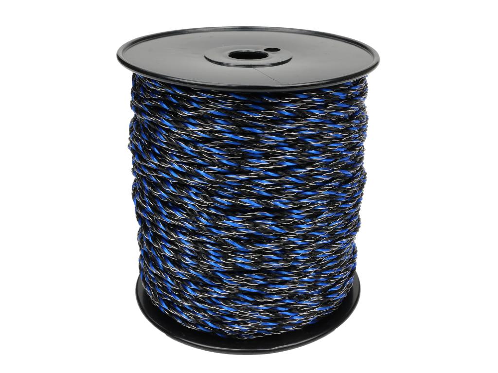 Plecionka, do elektryzatora 3mm, 3x0,50mm SS czarno-niebieska 200m, Royal Farm
