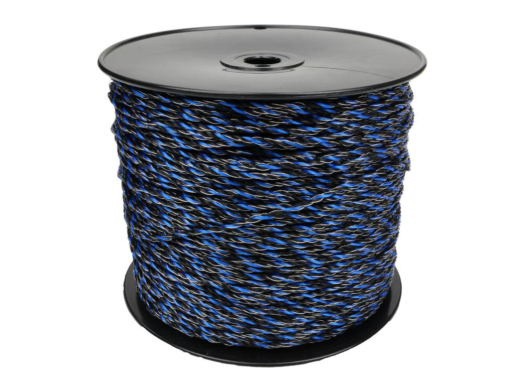 Plecionka, do elektryzatora 3mm, 3x0,50mm SS czarno-niebieska 400m, Royal Farm