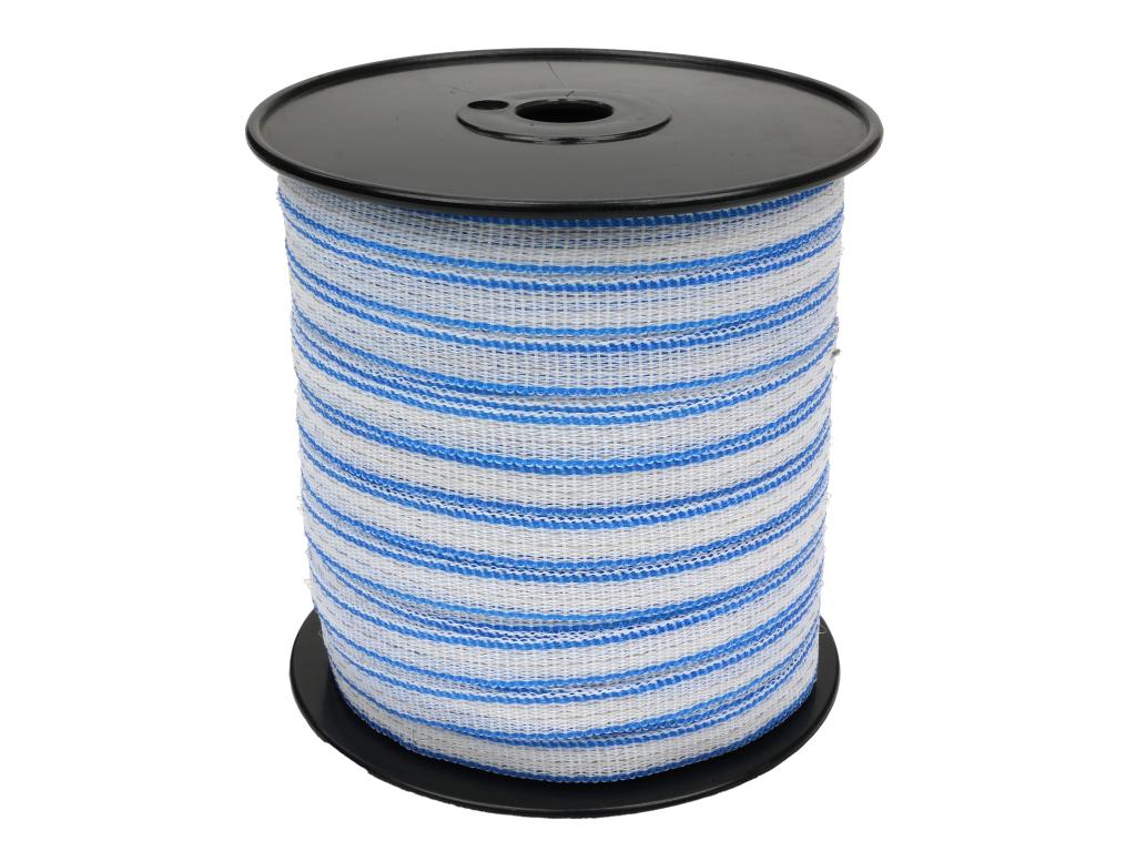 Taśma, do elektryzatora 12 mm, 3x0,15mm SS biało-niebieska 200m, Royal Farm