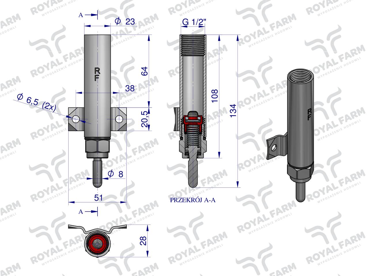 Smoczek do poideł żeliwnych ROYAL FARM