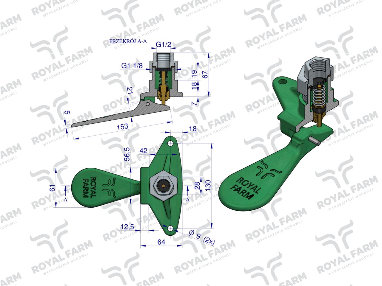 Korpus kompletny poidła z językiem RF-20908101 RF-20908106 ROYAL FARM