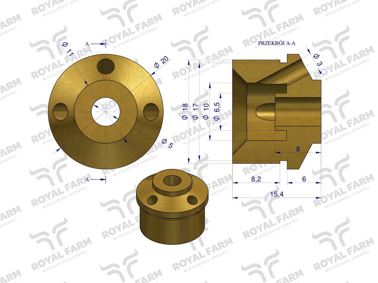 Gniazdo zaworu poidła RF-20908101 RF-20908106 ROYAL FARM ( sprzedawane po 10 )