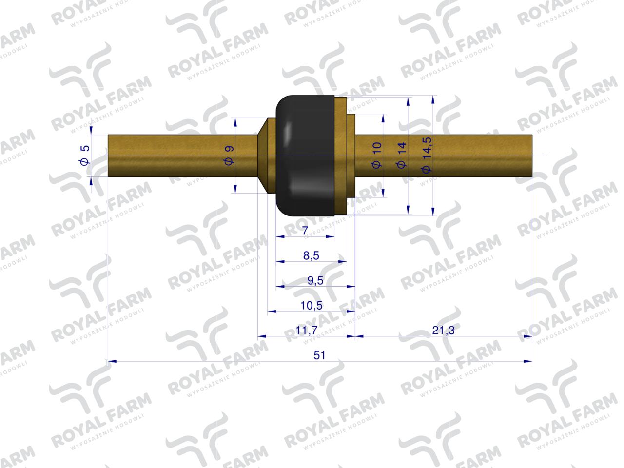 Czop zaworu poidła RF-20908101 RF-20908106 ROYAL FARM ( sprzedawane po 10 )