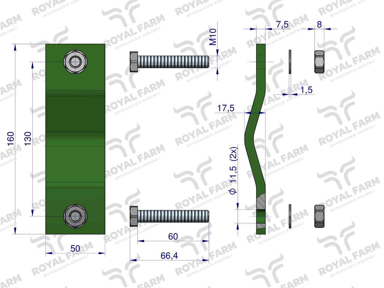 Obejma kompletna poidła 50x8 RF-20908101 RF-20908106 ROYAL FARM ( sprzedawane po 5 )