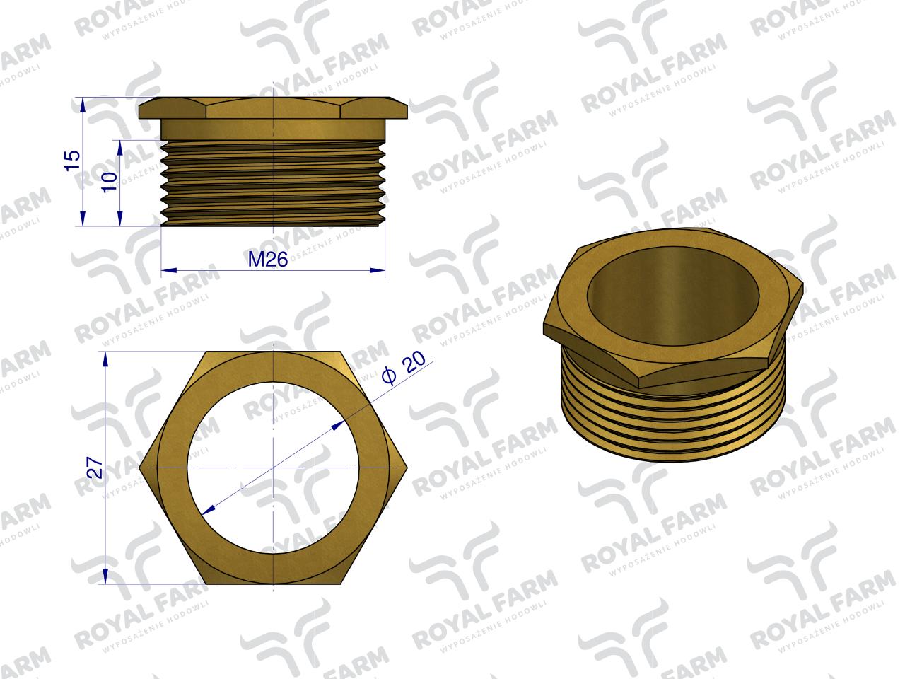 Nakrętka zaworu RF-20909015.200 ROYAL FARM ( sprzedawane po 5 )