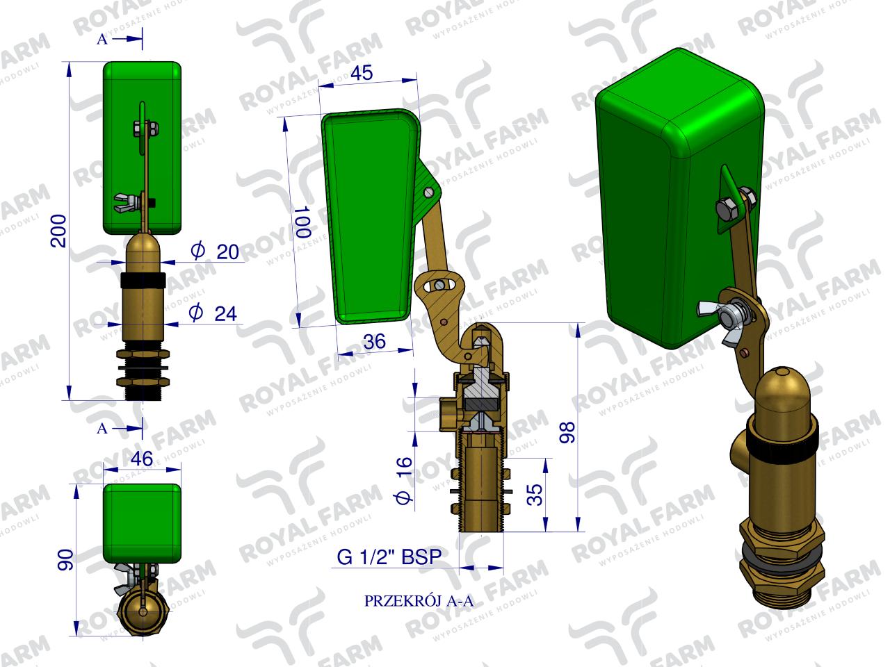 Pływak kompletny poidła RF-20909180 ROYAL FARM