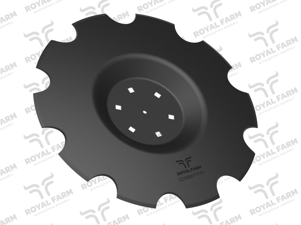 Talerz, uzębiony Z-10 fi 510 mocowanie 6/120 grubość 3.5 mm przetłoczony stal borowa , Royal Farm