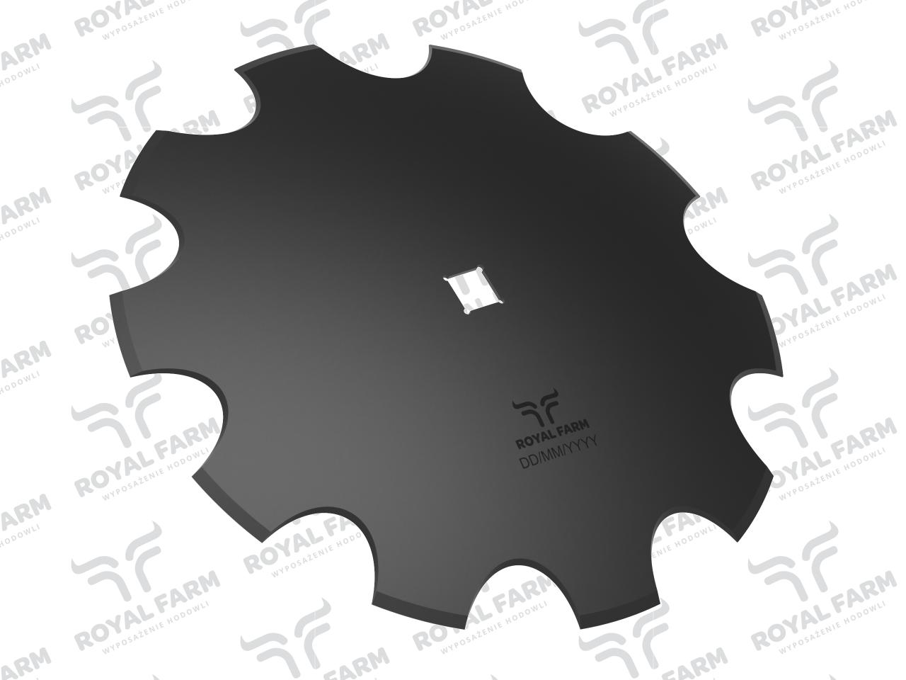 Talerz, uzębiony Z-10 fi 510 otwór 30x30 stal borowa, 1242050040 1279201020, Royal Farm