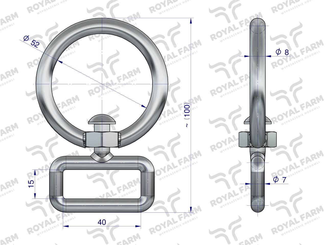 Okrętka, obroży Jałówka 8mm do pasa 4cm, Royal Farm (sprzedawane po 10)