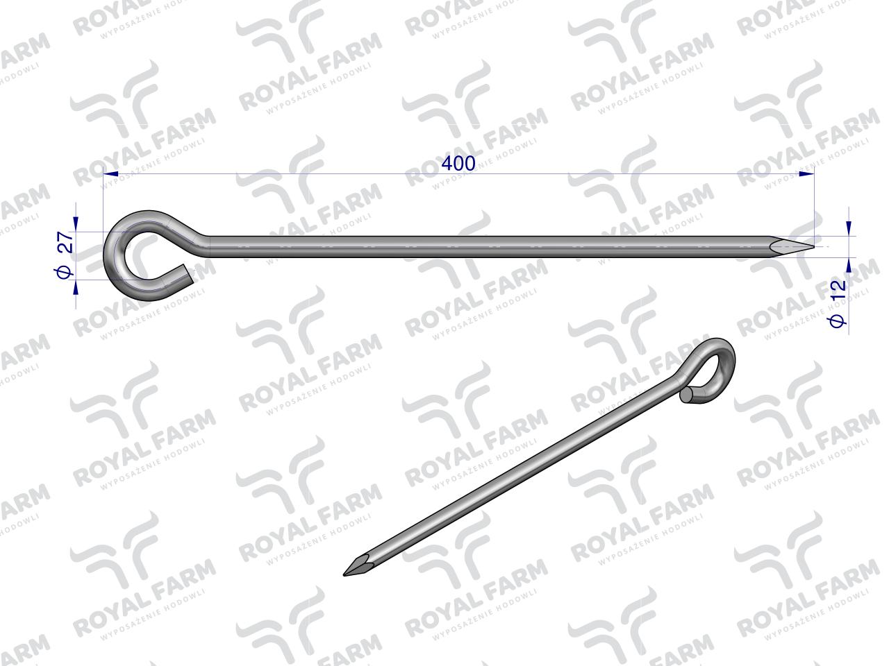 Pal, pastwiskowy do łańcucha fi 12x400, Royal Farm (sprzedawane po 10)