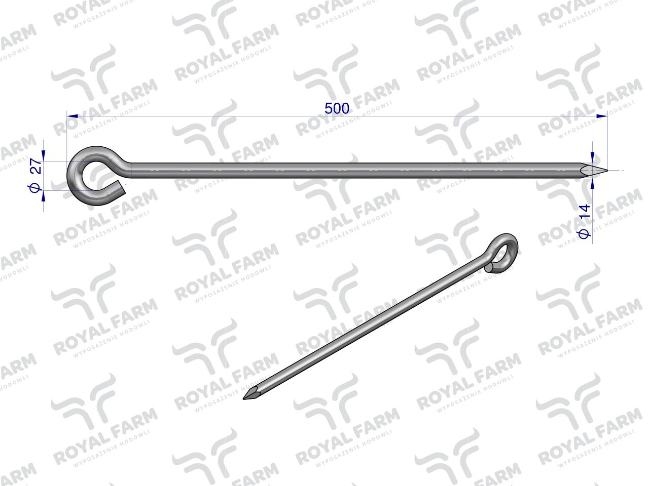 Pal, pastwiskowy do łańcucha fi 14x500, Royal Farm (sprzedawane po 10)