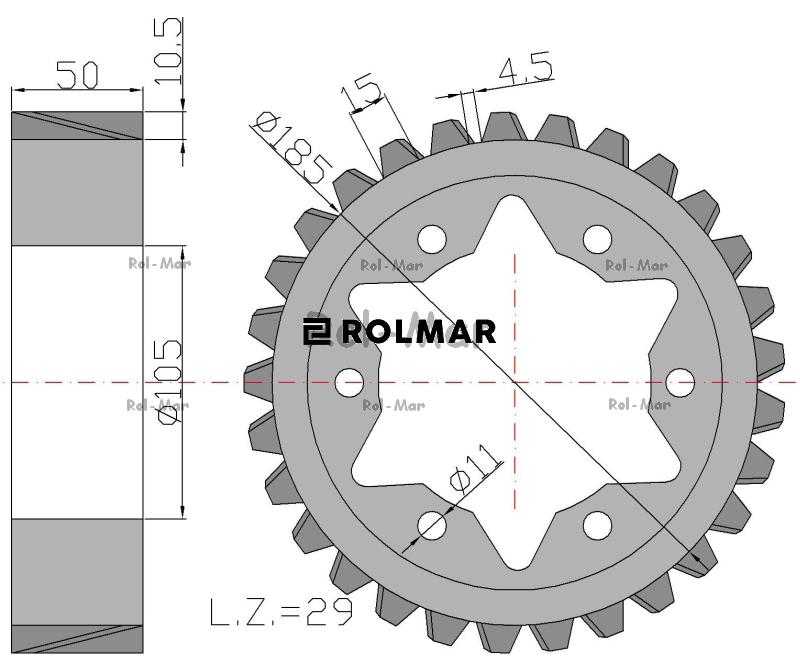 Koło zębate ślimakowe brąz Fortschritt T-088 Rozrzutnik