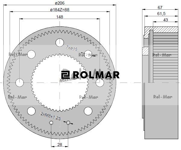 Wieniec wewnętrzny przedniej zwolnicy Z - 88 04349973 Deutz-Fahr