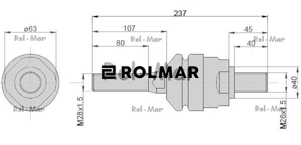 Przegub kierowniczy 240mm - M28x1,5 - M26x1,5 04401801 Deutz TAQ