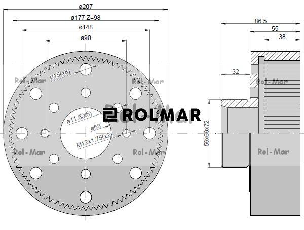Wieniec wewnętrzny przedniej zwolnicy 04415068 Deutz-Fahr