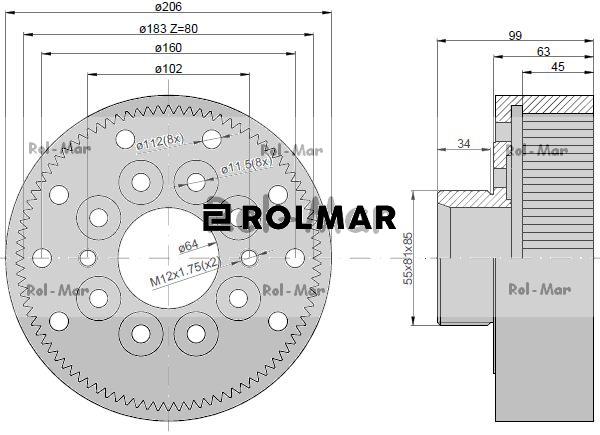 Wieniec wewnętrzny przedniej zwolnicy 80Z 04417260 Deutz-Fahr 