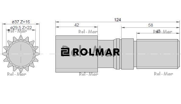 Wałek przedniej zwolnicy 16Z\22Z 04423796 Deutz-Fahr 