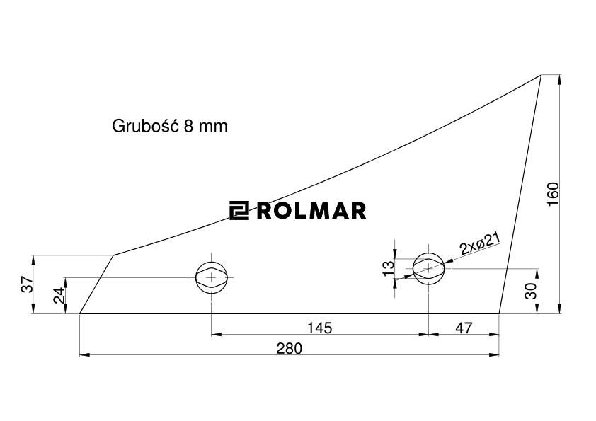 Pierś odkładni prawa dwuotworowa Kverneland Vulcan pasuje śruba M12X35NOS - 2 szt.