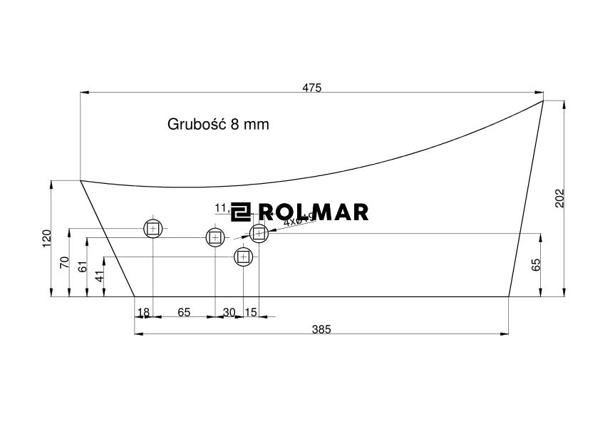 Ścinacz odkładni prawy Kverneland/Lemken Vulcan 3478600 pasuje śruba M10X35PL - 2 szt.