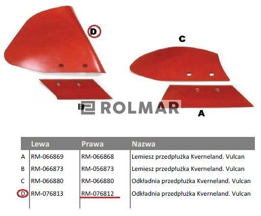 Odkładnia przedpłużka prawa Kverneland Vulcan..
