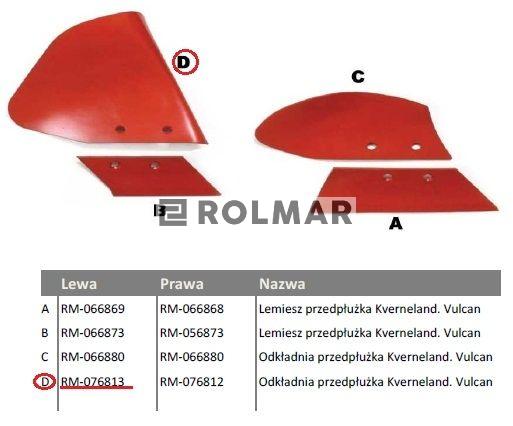 Odkładnia przedpłużka lewa Kverneland Vulcan.
