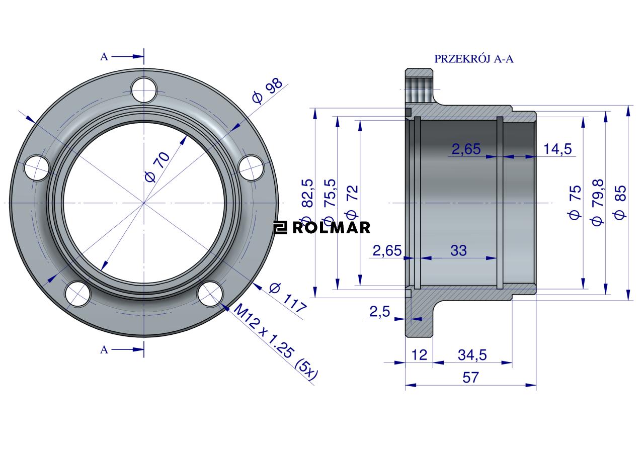Piasta talerza agregatu 5-otworowa Kuta Gamma-2 Horsch Joker 23246101 