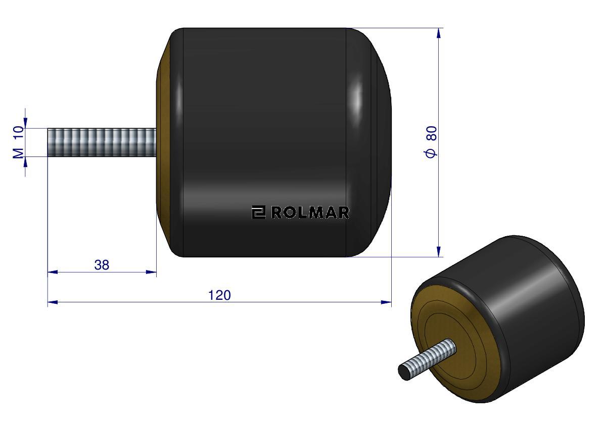 Resor. odbój gumowy śruba M10 wysokość 82mm NR-190 Przyczepa