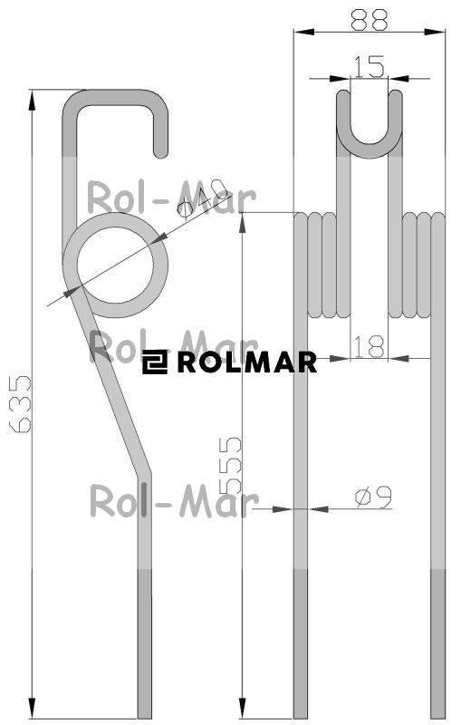 Palec zgrabiarka karuzelowa Deutz Fahr Kverneland 9/40/94/77/630 16504331 ( sprzedawane po 5 )