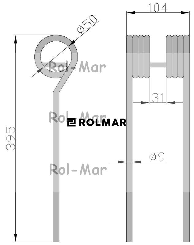 Palec przetrząsarko-zgrabiarka karuzelowa Kuhn GF4000 9/50/100/395 ( sprzedawane po 5 )