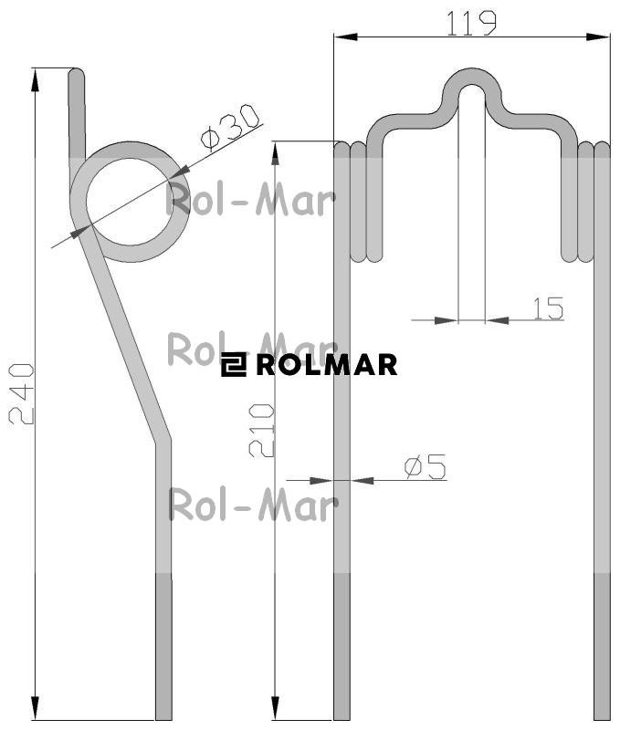 Palec podbieracza przyczepa samozbierająca Fortschritt Niemiecka E516 5/28/125/240 ( sprzedawane po 5 )